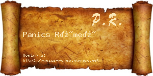 Panics Rómeó névjegykártya